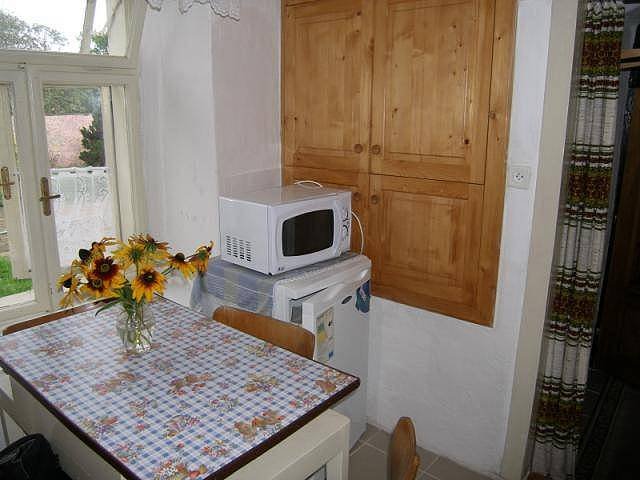 Kuchyně s lednicí a mikrovlnnou troubou