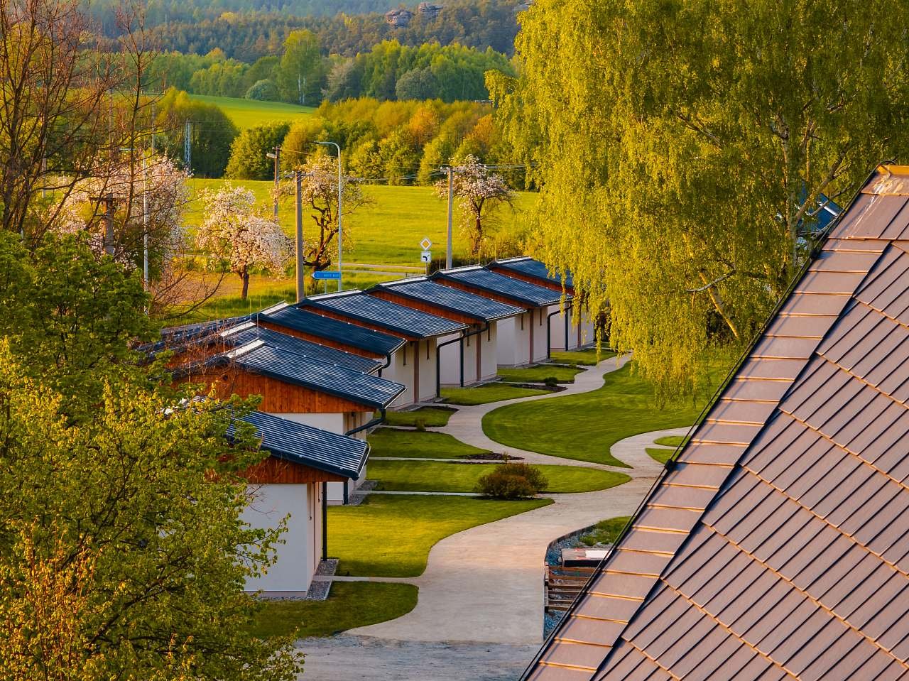 pohled na bungalovy