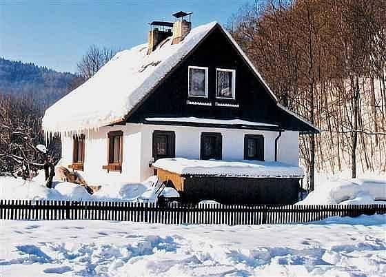 Původní chata v zimě