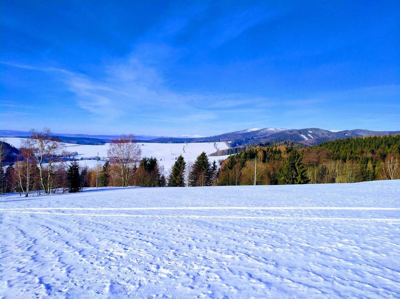 Výhled na Krkonoše