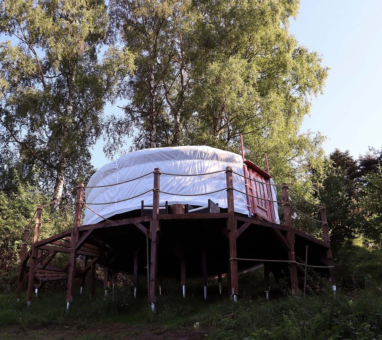 Yurt &amp; sauna CHIARRA glamping Korunní Krušné hory