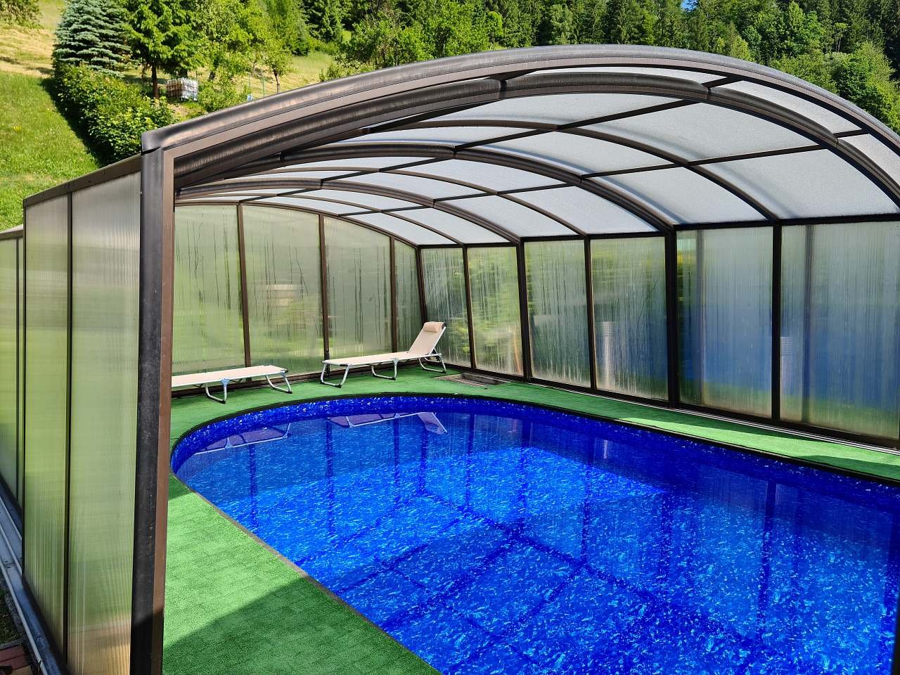 Zrekonstruovaný bazén na chalupě Vranečka 2021